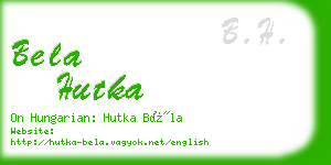 bela hutka business card